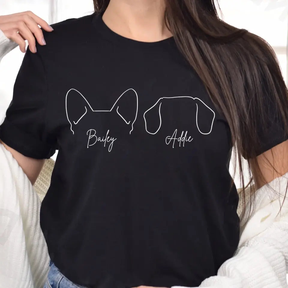 Custom Dog Ears With Name - Personalized T-Shirt, Gift For Dog Lovers - TS2000