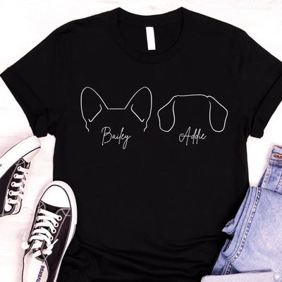 Custom Dog Ears With Name - Personalized T-Shirt, Gift For Dog Lovers - TS2000