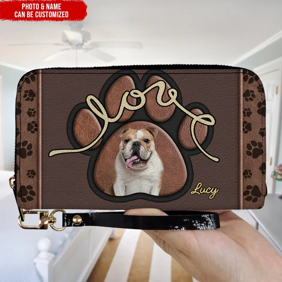 Cute Dog Paw - Personalized Leather Long Wallet, Gift For Dog Lover - LW05
