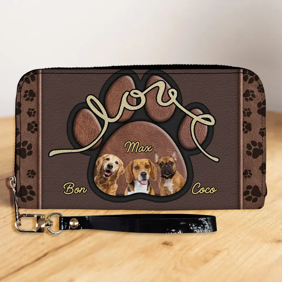 Cute Dog Paw - Personalized Leather Long Wallet, Gift For Dog Lover - LW05