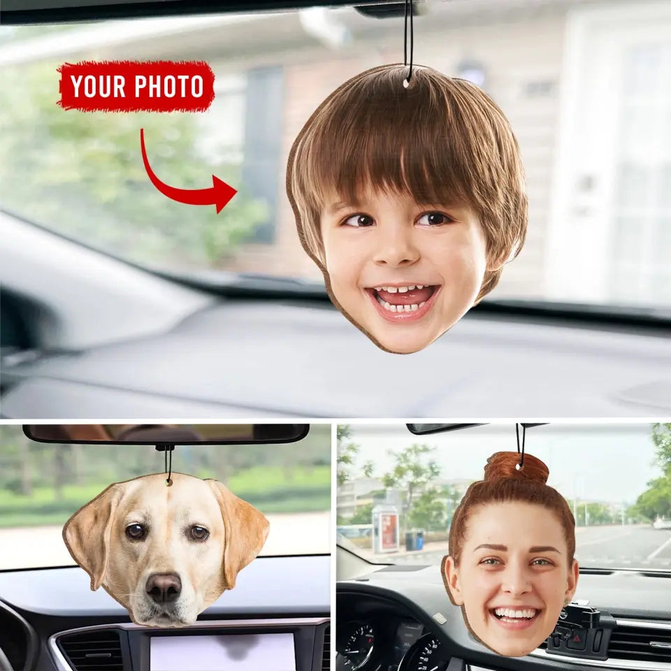 Custom Face Photo, Funny Family Gift - Personalized Air Freshener, Custom Photo Car Hanger - AFS01