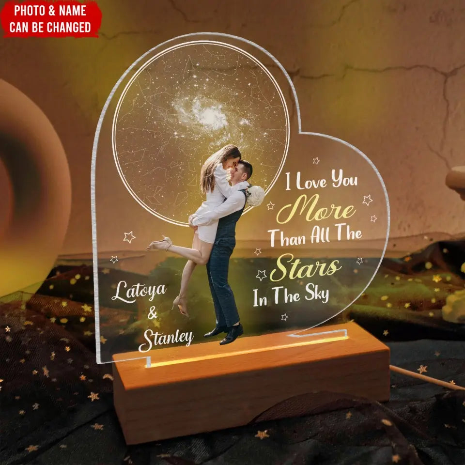 I Love You More Than All The Stars In The Sky - Personalized Acrylic Night Light, Couple Gift Idea, Anniversary Gift - L111