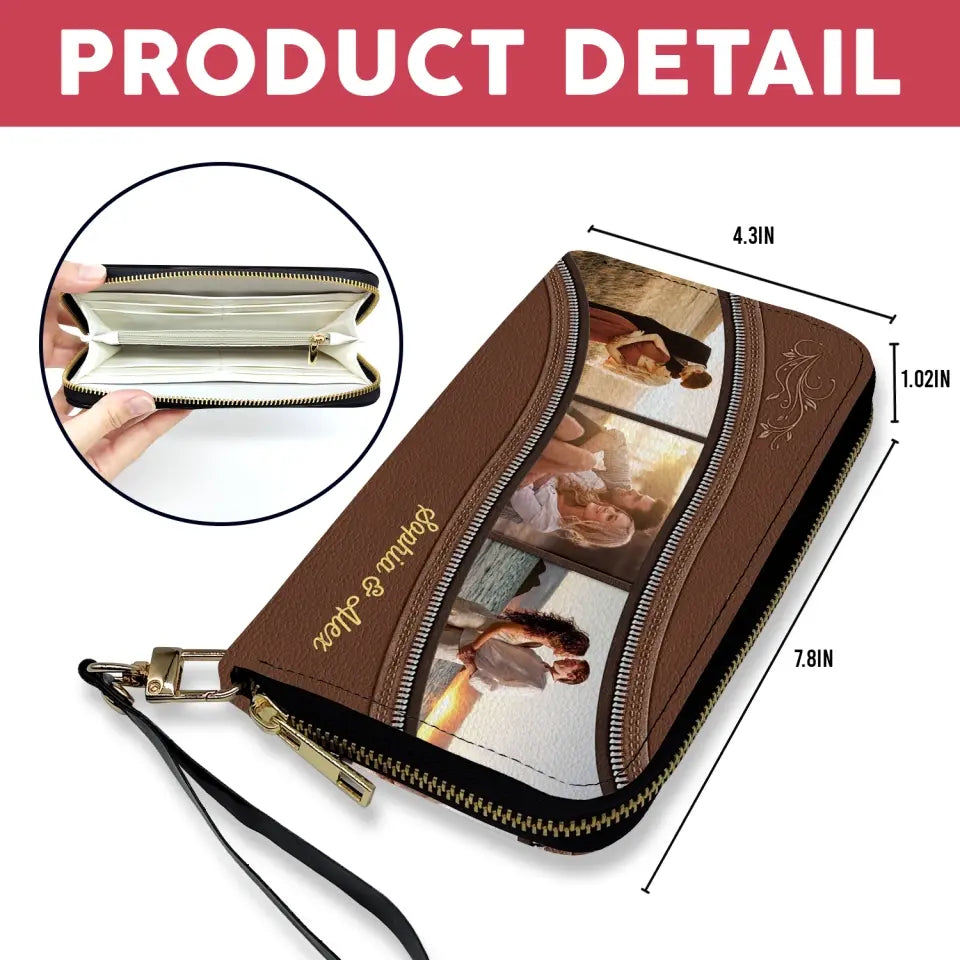 Couple Love Custom Photo - Personalized Leather Wallet, Gift For Couple, Anniversary Gift, Valentine Gift - LW07