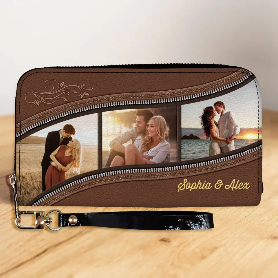 Couple Love Custom Photo - Personalized Leather Wallet, Gift For Couple, Anniversary Gift, Valentine Gift - LW07