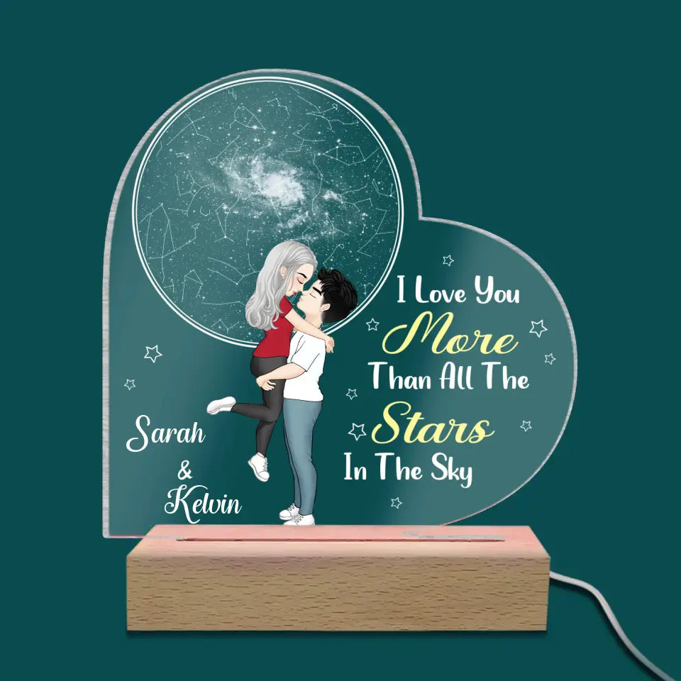 I Love You More Than All The Stars In The Sky - Personalized Acrylic Night Light, Couple Gift Idea, Anniversary Gift - L111