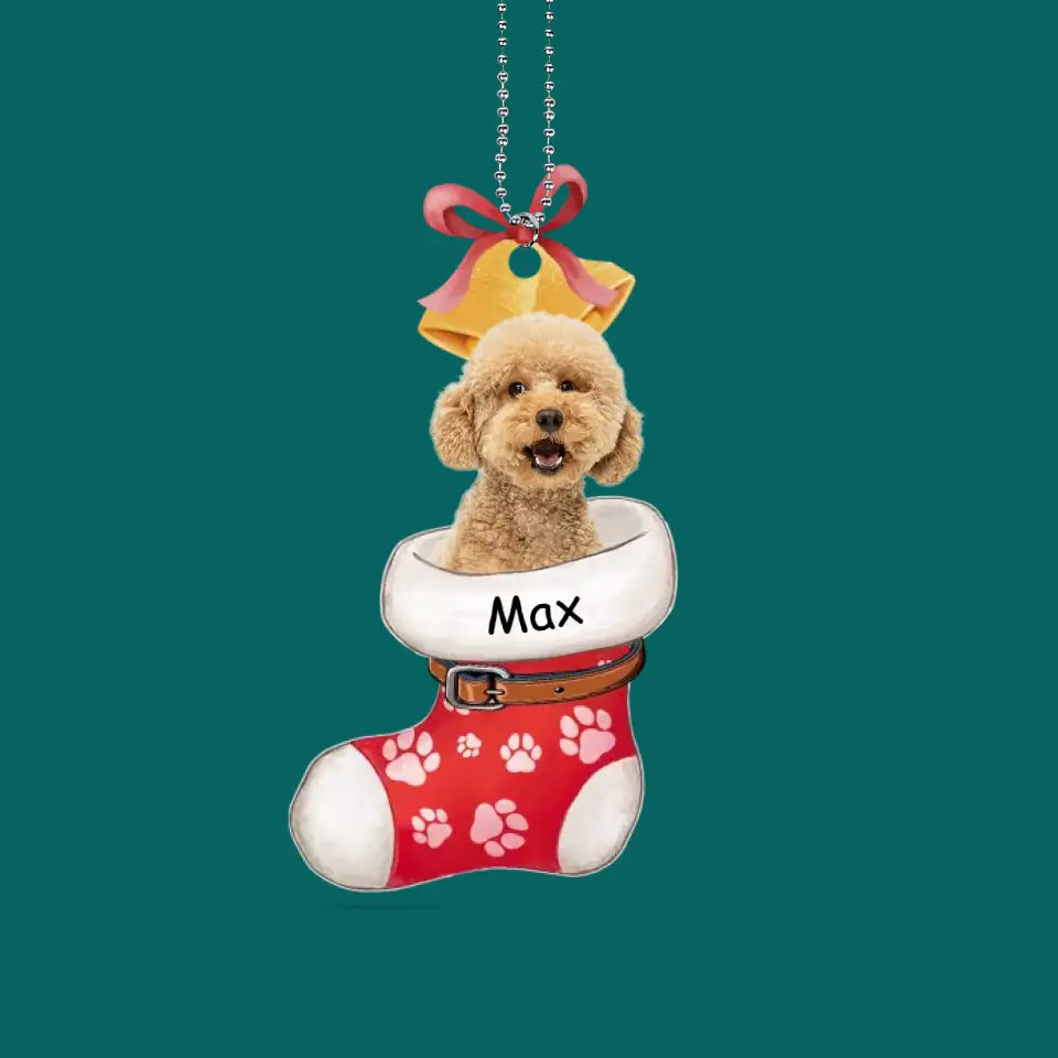 Custom Stocking Photo - Personalized Acrylic Car Hanger, Gift For Pet Lover - ACH11