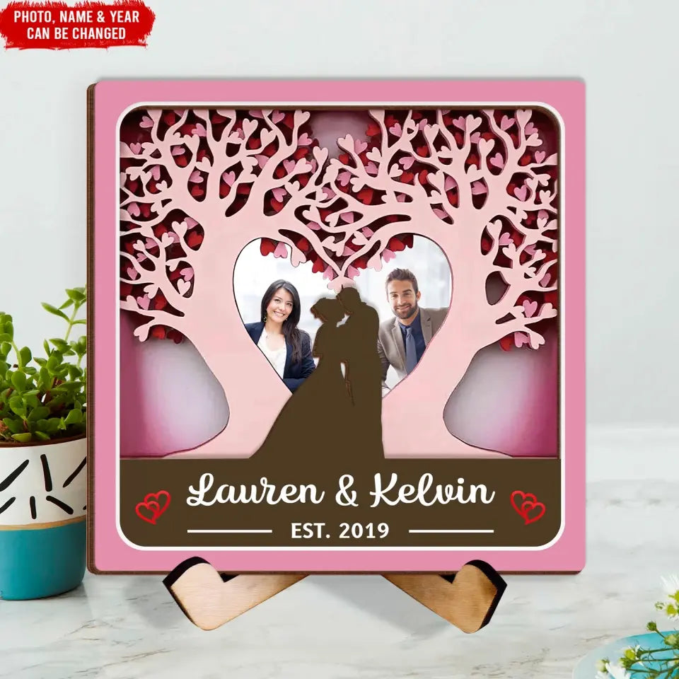 Love Trees Couple Wedding - Personalized Sign With Stand, Gift For Couple - SWT20
