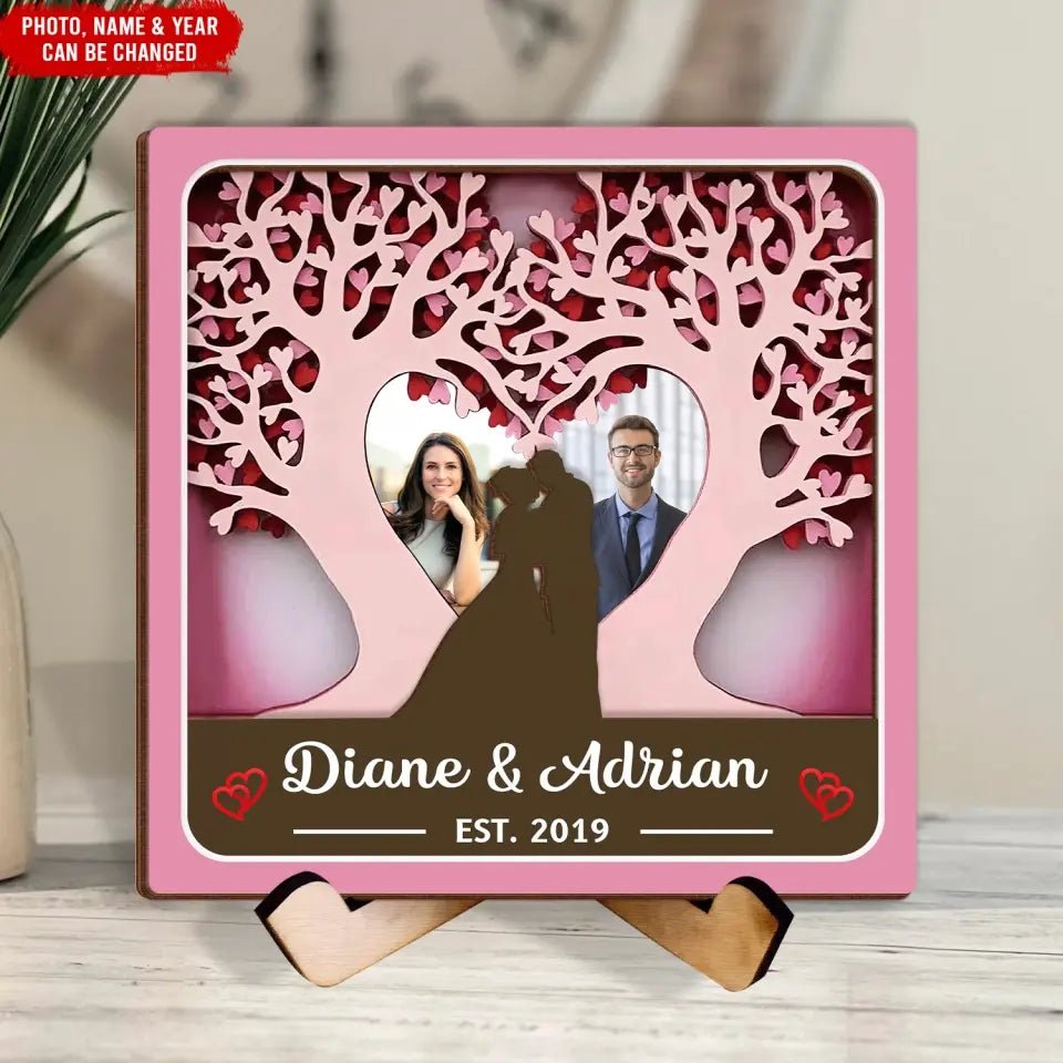 Love Trees Couple Wedding - Personalized Sign With Stand, Gift For Couple - SWT20