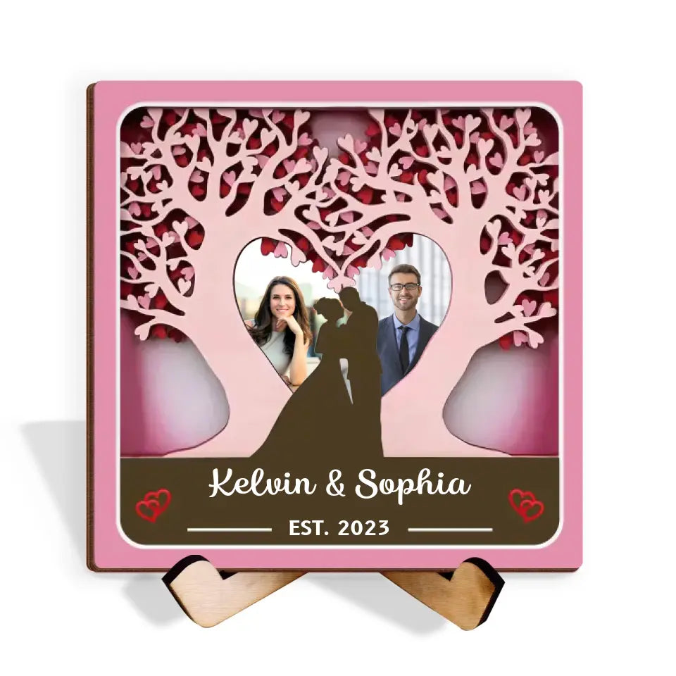 Love Trees Couple Wedding - Personalized Sign With Stand, Gift For Couple - SWT20