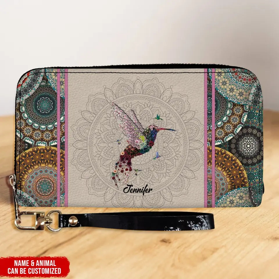 Love Mandala Style - Personalized Leather Long Wallet, Animal Lover - LW08