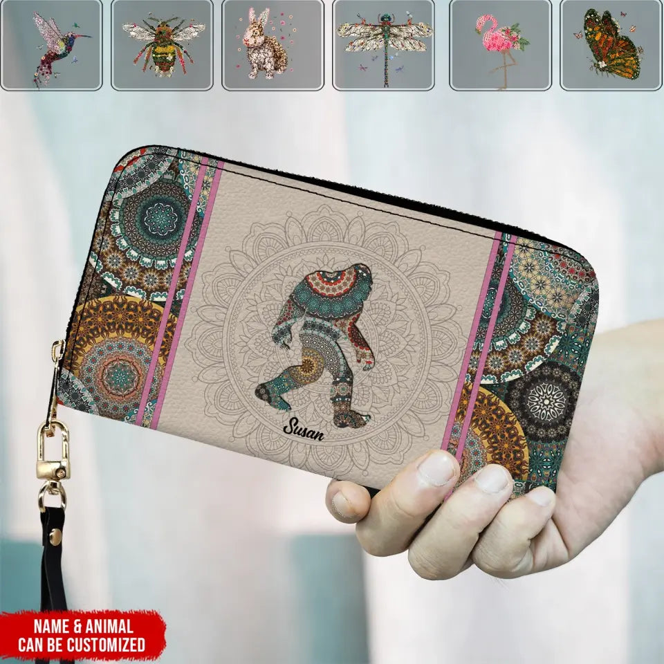 Love Mandala Style - Personalized Leather Long Wallet, Animal Lover - LW08