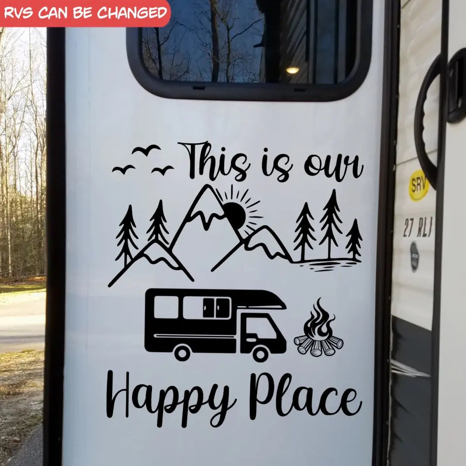 This Is Our Happy Place - Personalized Decal, Decal Gift For Camping Lover - PCD107