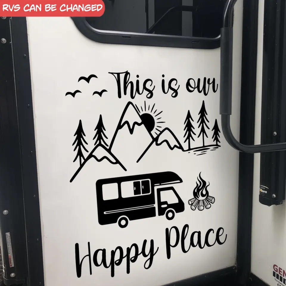 This Is Our Happy Place - Personalized Decal, Decal Gift For Camping Lover - PCD107