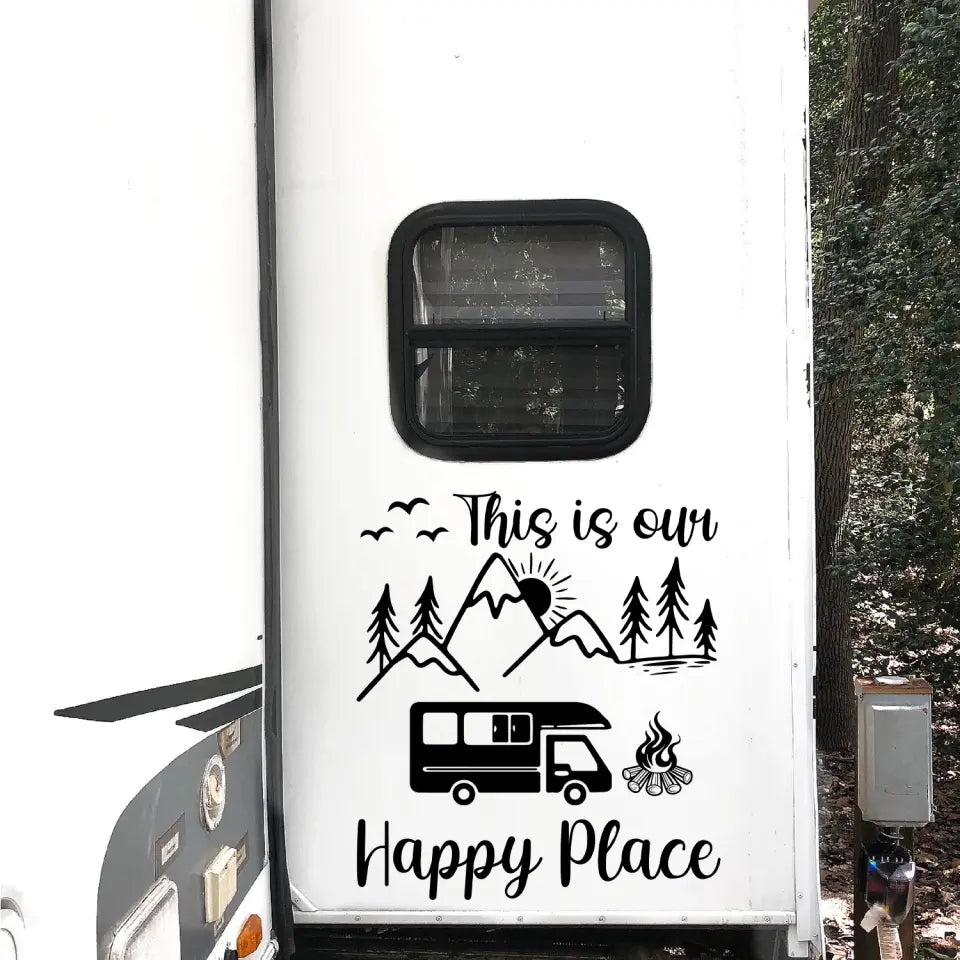 This Is Our Happy Place - Personalized Decal, Decal Gift For Camping Lover - PCD107