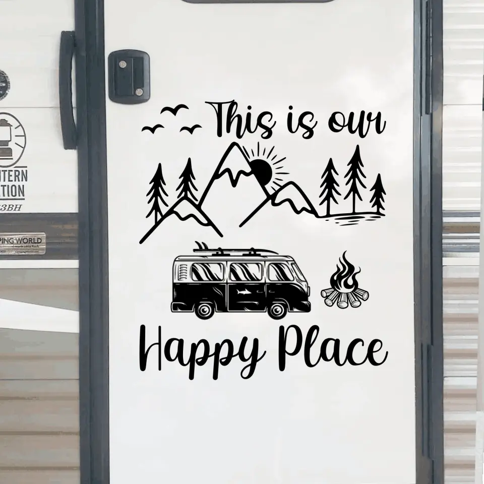 This Is Our Happy Place - Personalized Decal, Decal Gift For Camping Lover - PCD107