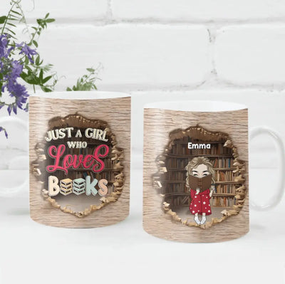 Just A Girl Who Loves Books, 3D Effect - Personalized Mug, Gift For Books Lover - M84