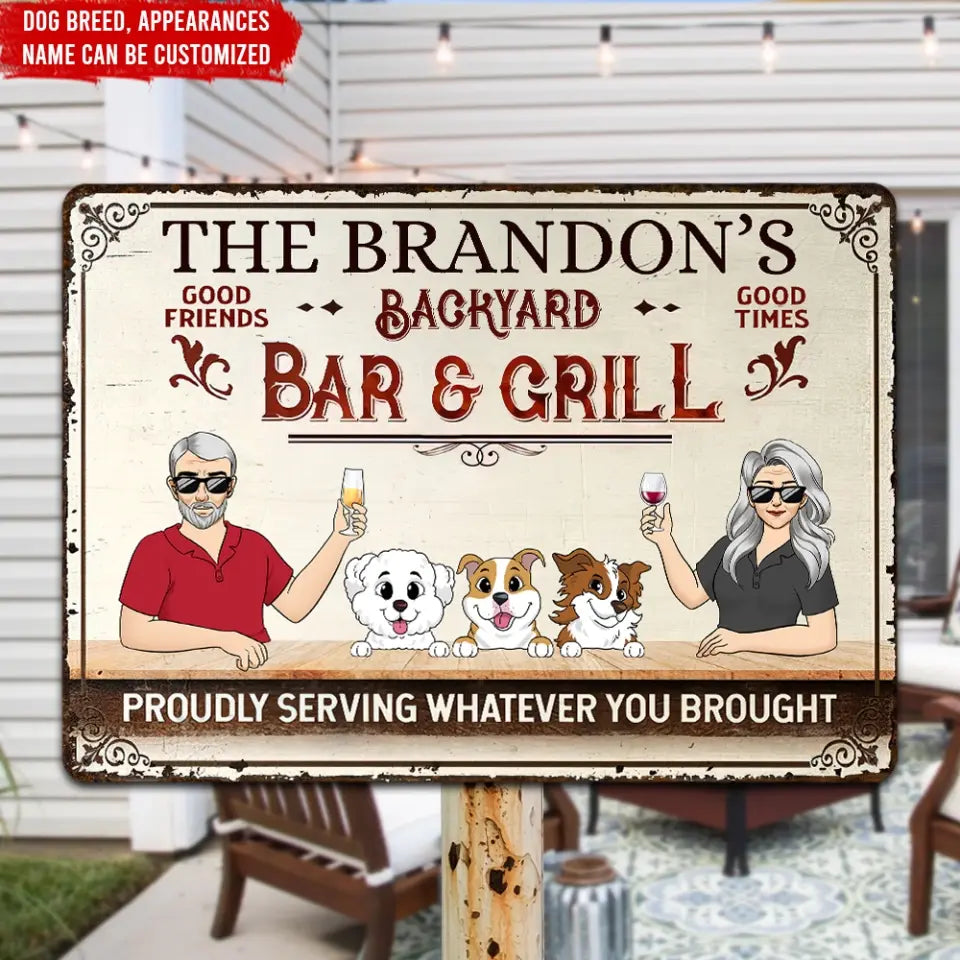 Backyard Bar & Grill Good Friends Good Times - Personalized Metal Sign - MTS758
