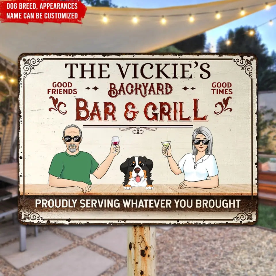 Backyard Bar & Grill Good Friends Good Times - Personalized Metal Sign - MTS758
