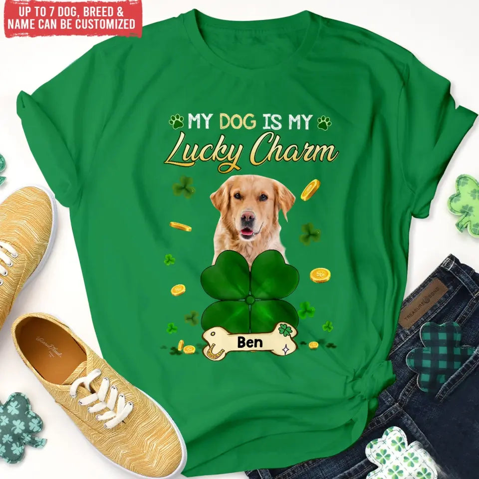 My Dogs Are My Lucky Charms - Personalized T-Shirt, St Patrick's Day Gift For Dog Lovers - TS1106