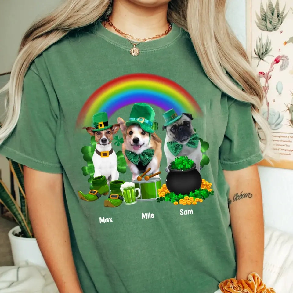 Dog Lucky Pot Of Gold - Personalized T-Shirt, Happy St Patrick's Day, Gift For Dog Lovers -TS1107