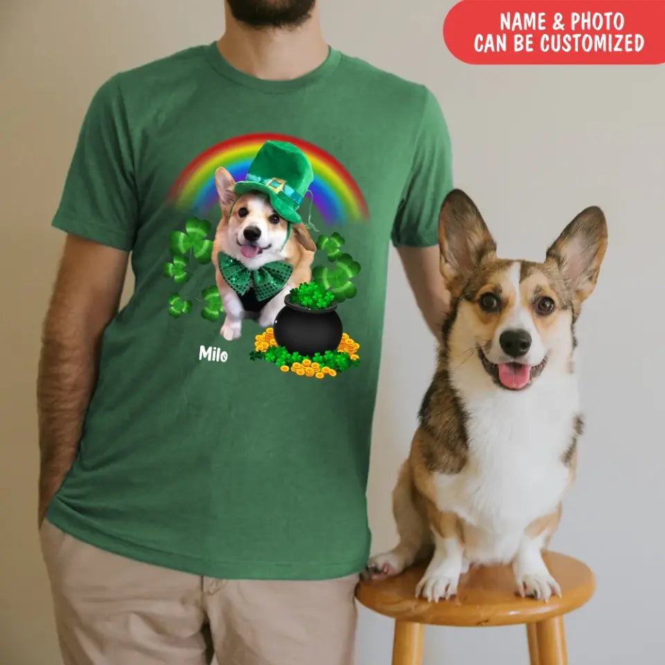 Dog Lucky Pot Of Gold - Personalized T-Shirt, Happy St Patrick's Day, Gift For Dog Lovers -TS1107