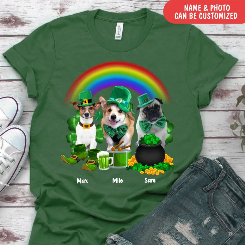 Dog Lucky Pot Of Gold - Personalized T-Shirt, Happy St Patrick's Day, Gift For Dog Lovers -TS1107