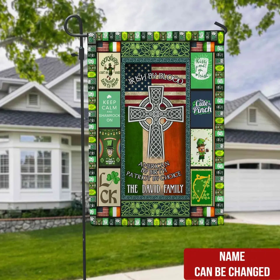 Irish By Blood, American By Birth - Personalized Garden Flag, Flag Gift For Patrick's Day - GF164