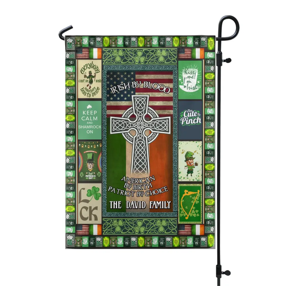 Irish By Blood, American By Birth - Personalized Garden Flag, Flag Gift For Patrick&#39;s Day - GF164