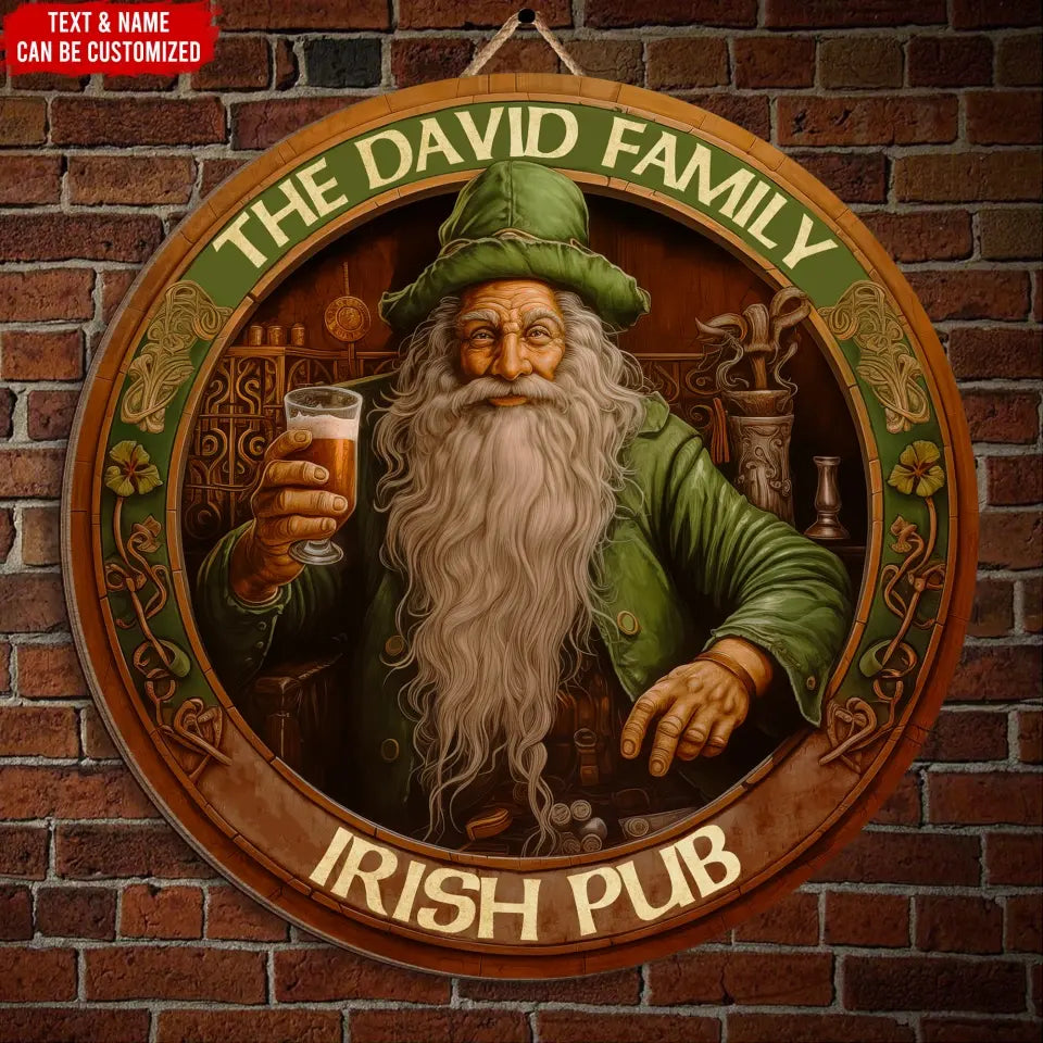 Family Irish Pub Sign - Personalized Wooden Sign, Irish Drinking, Welcome Sign - DS750