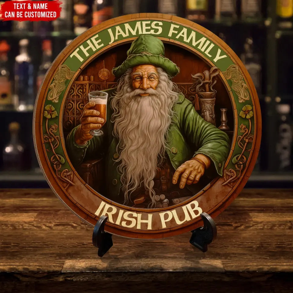 Family Irish Pub Sign - Personalized Wooden Sign, Irish Drinking, Welcome Sign - DS750