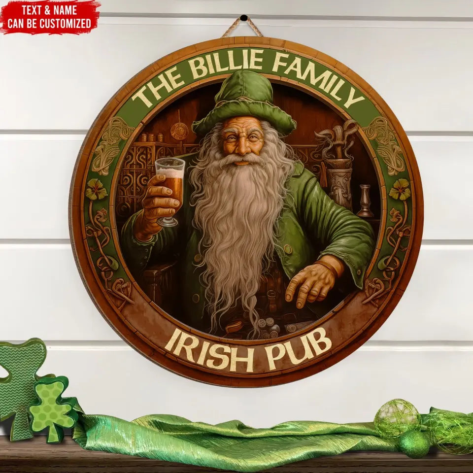Family Irish Pub Sign - Personalized Wooden Sign, Irish Drinking, Welcome Sign - DS750