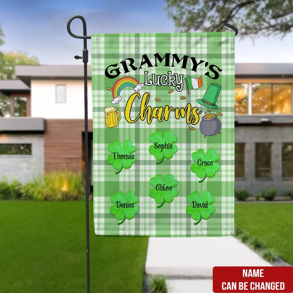 Grammy's Lucky Charms - Personalized Garden Flag, Gift For Family, Happy St Patrick's Day - GF165