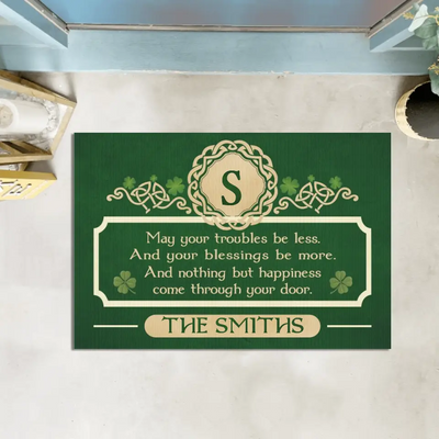 An Irish Blessing, May Your Troubles Be Less - Personalized Doormat, St. Patrick's Day Decor - DM194