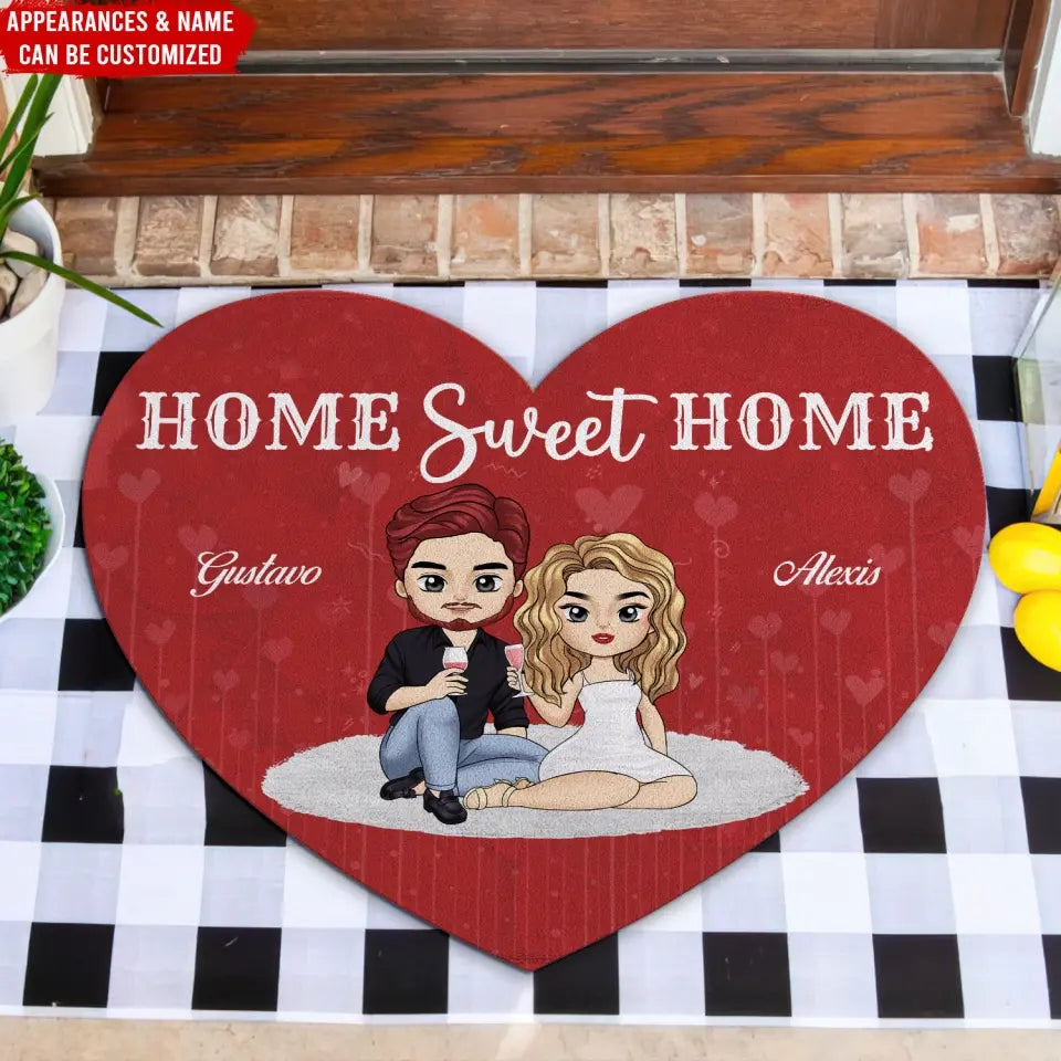 Home Sweet Home - Personalized Doormat, Gift For Couples, Aniversary Gift - DM268