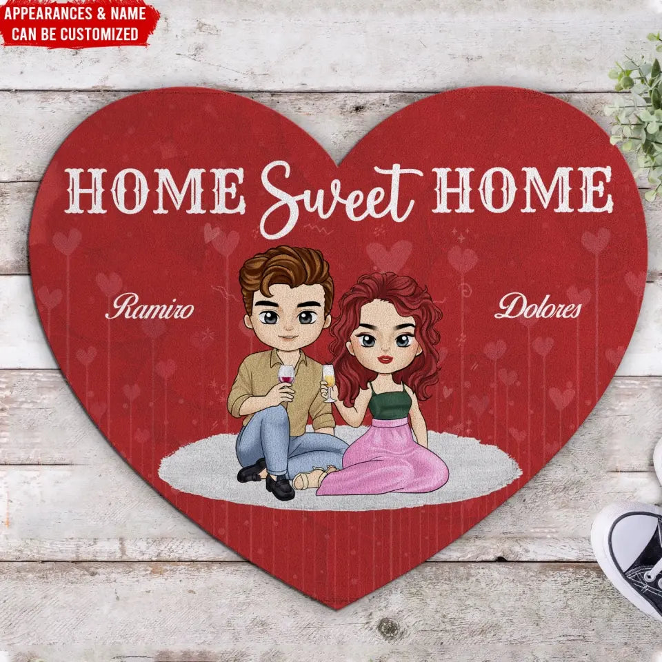 Home Sweet Home - Personalized Doormat, Gift For Couples, Aniversary Gift - DM268