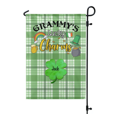 Grammy's Lucky Charms - Personalized Garden Flag, Gift For Family, Happy St Patrick's Day - GF165