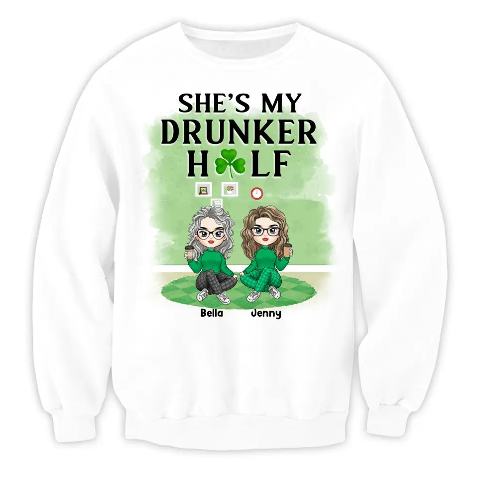 She’s My Drunker Half - Personalized T-Shirt, T-shirt Gift For Friends - TS1112