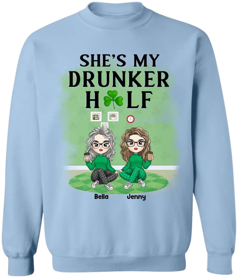 She’s My Drunker Half - Personalized T-Shirt, T-shirt Gift For Friends - TS1112