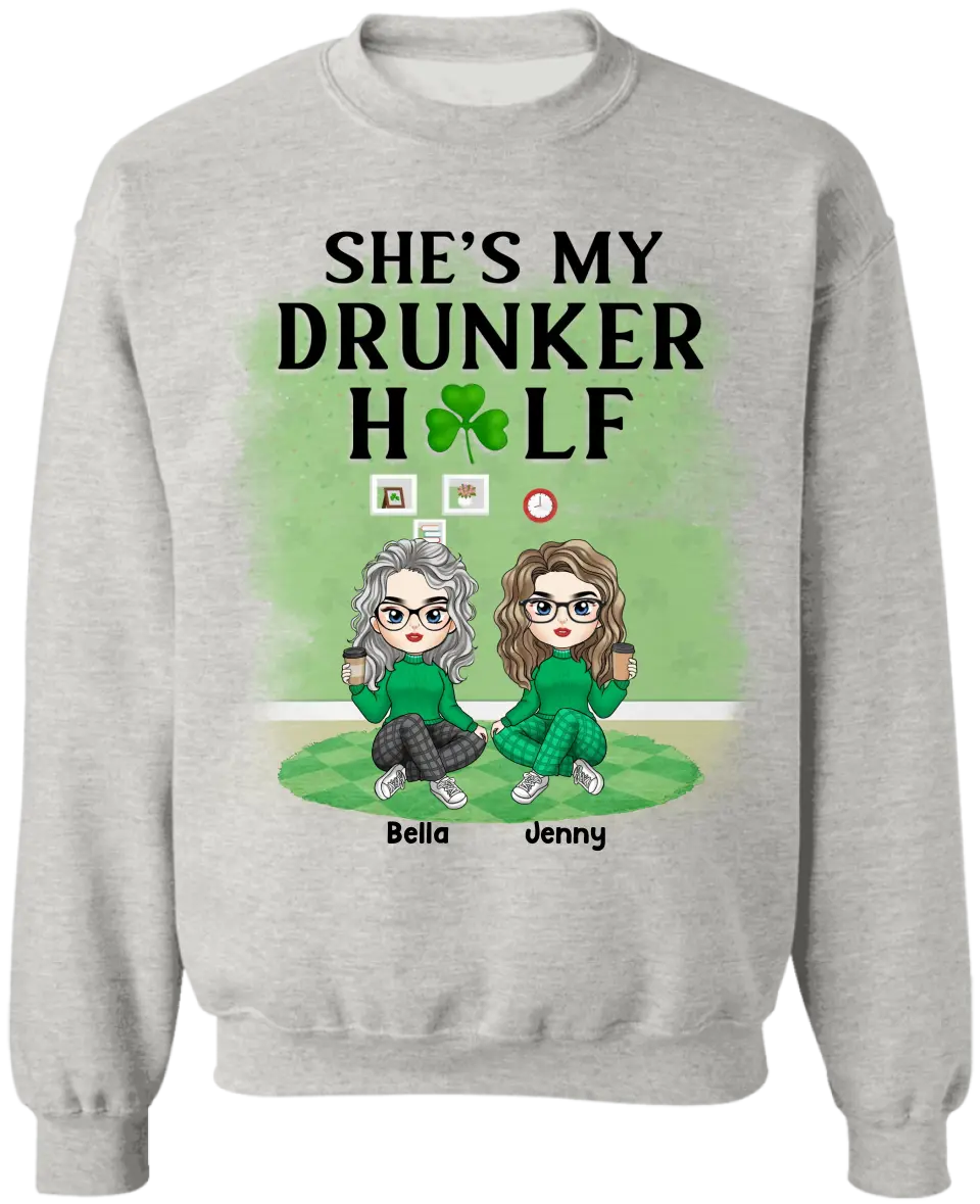 She’s My Drunker Half - Personalized T-Shirt, T-shirt Gift For Friends - TS1112