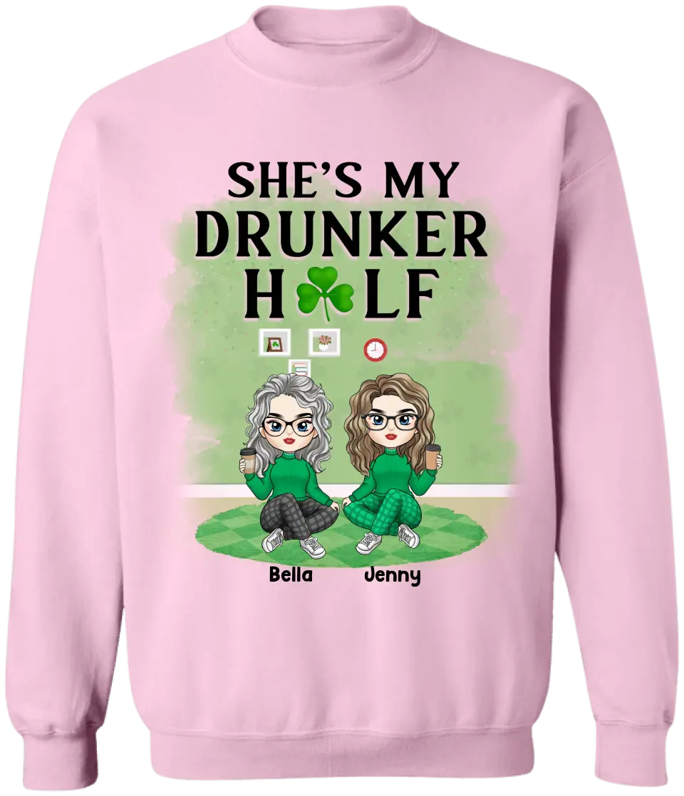 She’s My Drunker Half - Personalized T-Shirt, T-shirt Gift For Friends - TS1112