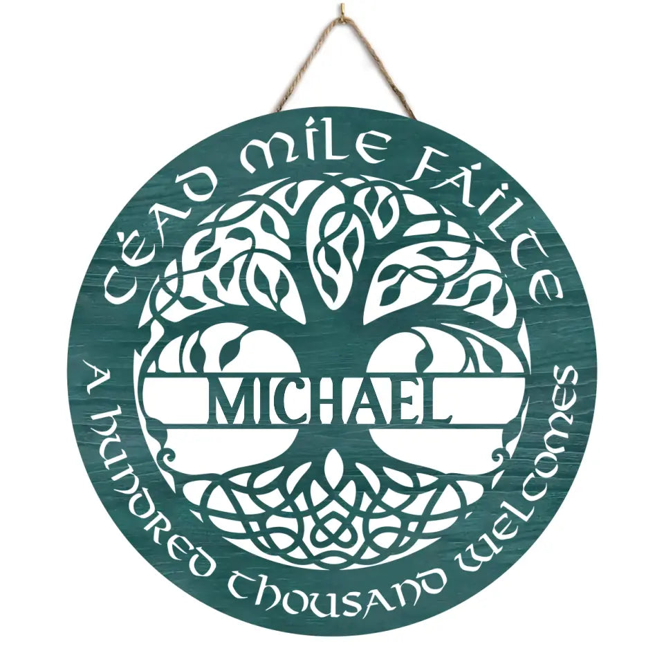 Cead Mile Failte, Tree Of Life - Personalized Wooden Sign, Celtic Art ...