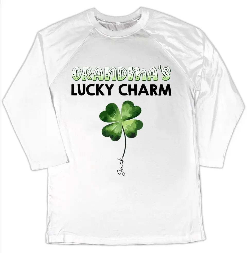 Grandma's Luck Charms Shamrock - Personalized T-shirt, St Patrick's Gift For Grandma/Nana/Gigi - TS1116