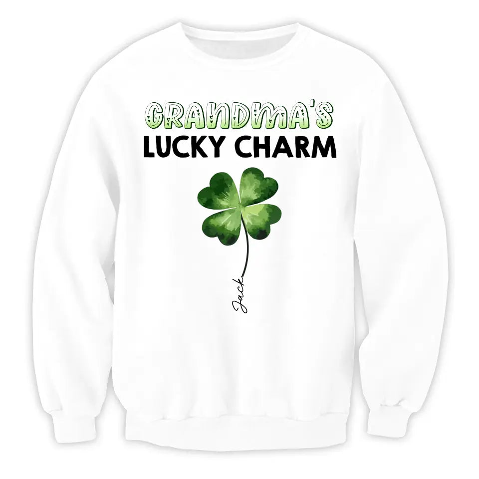Grandma's Luck Charms Shamrock - Personalized T-shirt, St Patrick's Gift For Grandma/Nana/Gigi - TS1116