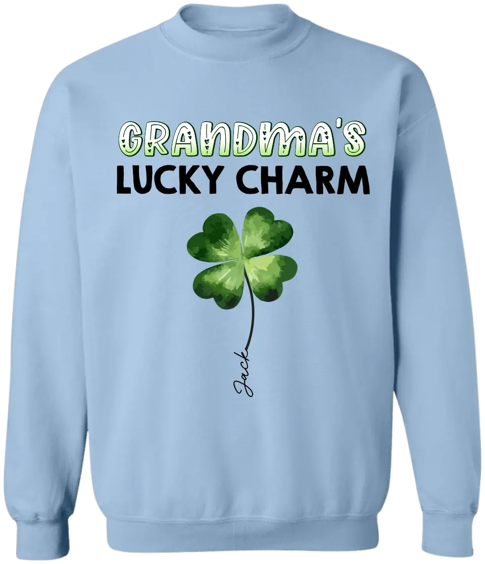 Grandma's Luck Charms Shamrock - Personalized T-shirt, St Patrick's Gift For Grandma/Nana/Gigi - TS1116