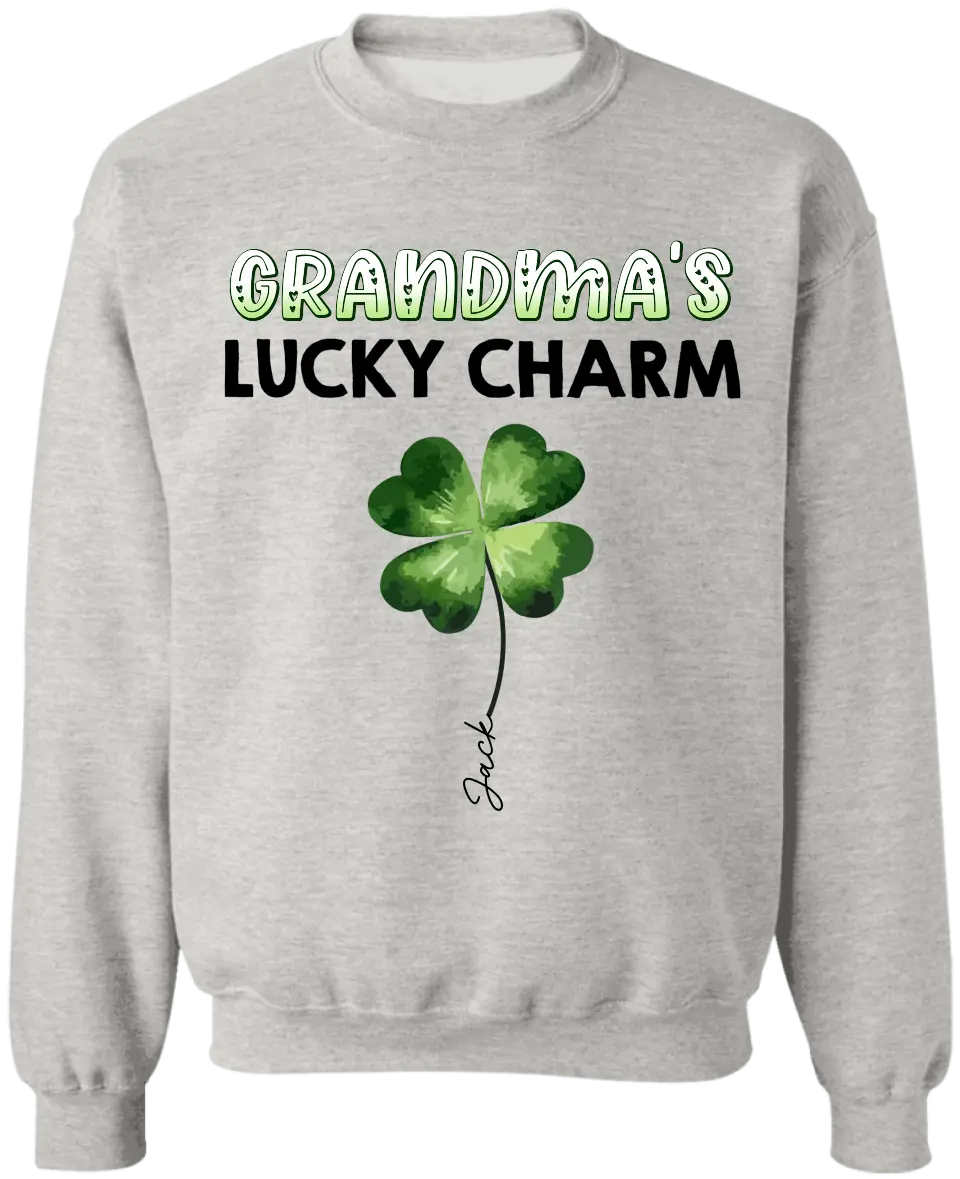 Grandma's Luck Charms Shamrock - Personalized T-shirt, St Patrick's Gift For Grandma/Nana/Gigi - TS1116