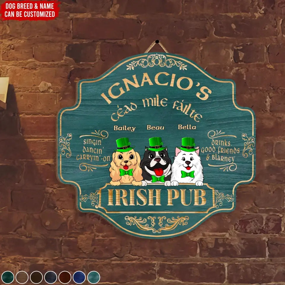 Happy Patrick’s Day Irish Pub - Personalized Wood Sign, Irish Rustic Home Decor, Gift For Dog Lovers - DS757