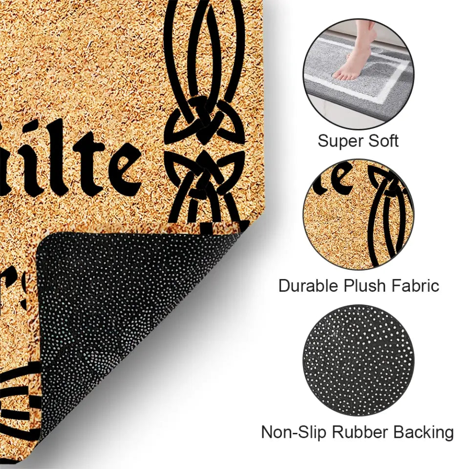 A Hundred Thousand Welcomes - Personalized Doormat, Celtic Irish Gift, Name Irish Claddagh Doormat - DM269