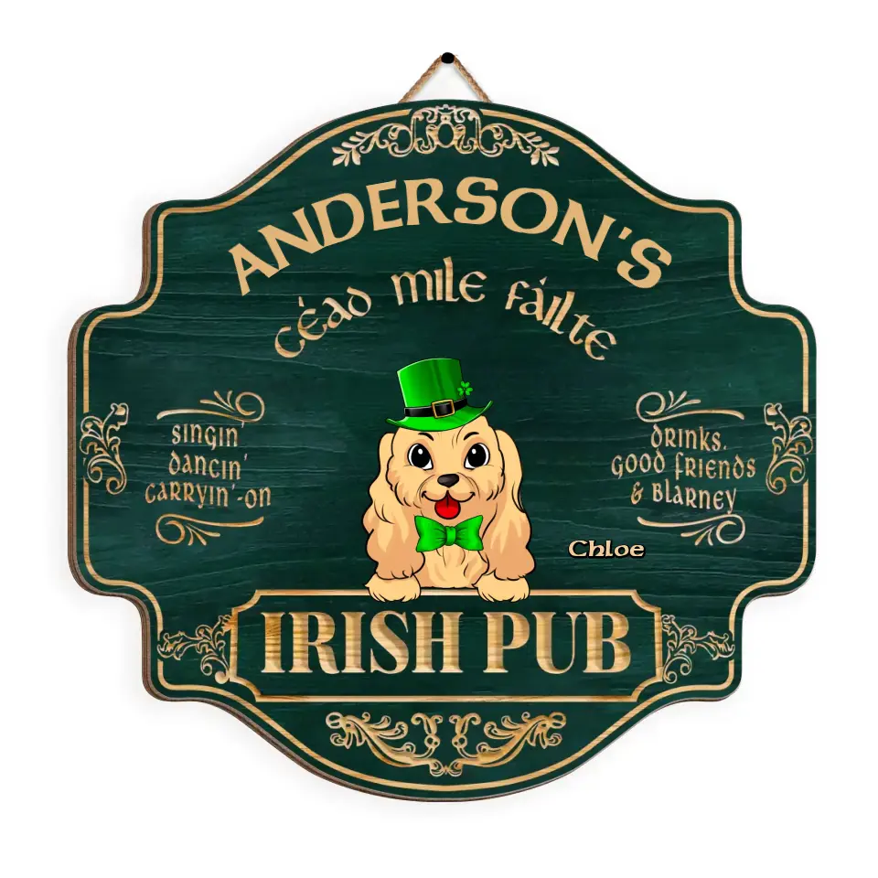 Happy Patrick’s Day Irish Pub - Personalized Wood Sign, Irish Rustic Home Decor, Gift For Dog Lovers - DS757