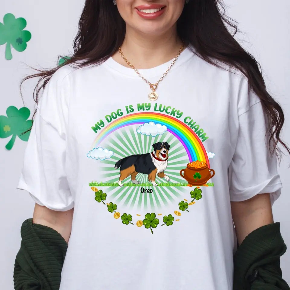 My Dog Is My Lucky Charm - Personalized T-Shirt, Pet Gift For Patrick's Day - TS1120