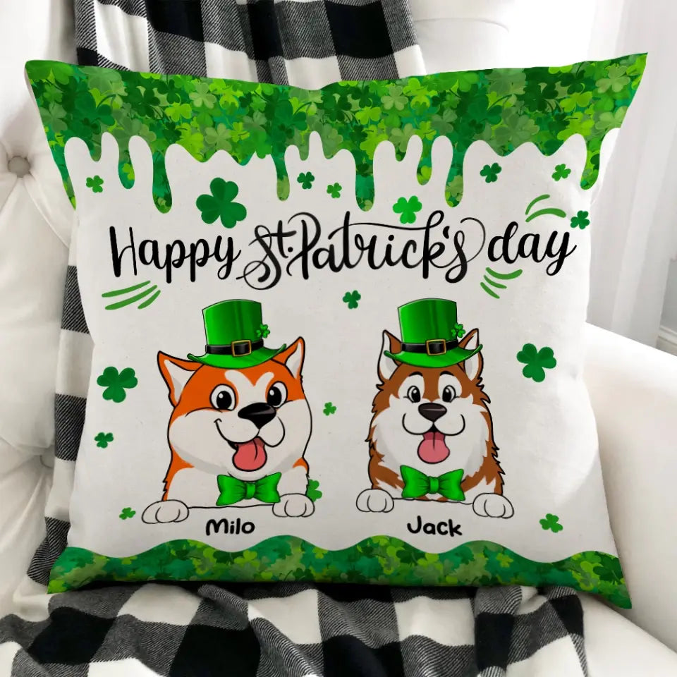 Cute Dog St. Patrick's Day - Personalized Pillow, Pillow, Gift For Dog Lover - PC77